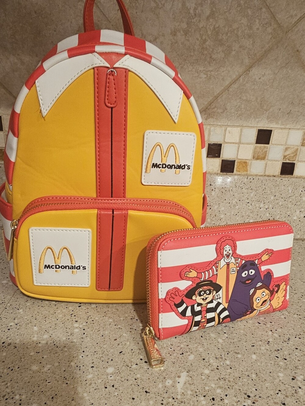 Loungefly McDonald's Ronald Cosplay Mini Backpack & Matching Zip Wallet Set